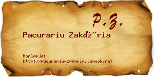 Pacurariu Zakária névjegykártya